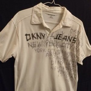 DKNY Jeans men's white jersey polo